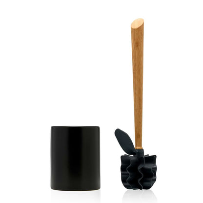 Toilettenbürste WOODLINE Set Keramik schwarz + Randfeger
