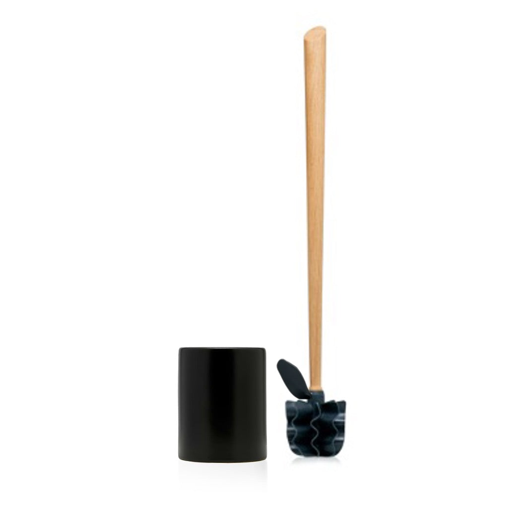 Toilettenbürste WOODLINE Set Keramik schwarz + Randfeger