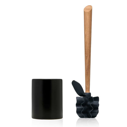 Toilettenbürste WOODLINE Set Keramik schwarz + Randfeger