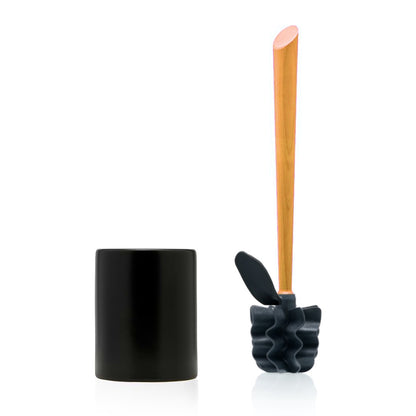 Toilettenbürste WOODLINE Set Keramik schwarz + Randfeger