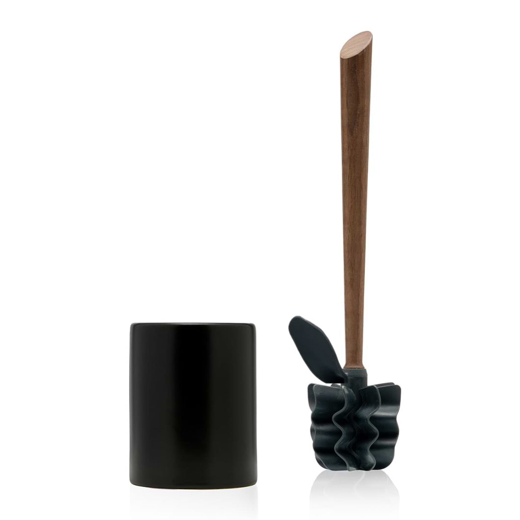 Toilettenbürste WOODLINE Set Keramik schwarz + Randfeger